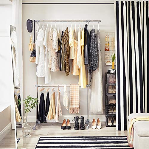 SONGMICS tjstativ, hjdejusterbar, m. 2 bjlestnger og hjul - gr rustfrit stl