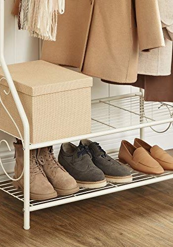 SONGMICS vintage tjstativ, m. 2 hylder - creme jern