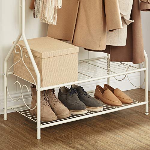 SONGMICS vintage tjstativ, m. 2 hylder - creme jern