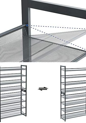 SONGMICS 8-lags skostativ, st med 2 stabelbare 4-lags skoholdere, skohylde i stlnet, justerbare flade eller vinklede hylder, Cool Grey LMR08GB