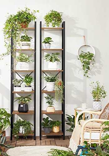 VASAGLE bogreol, m. 6 hylder - brun spnplade og sort stl