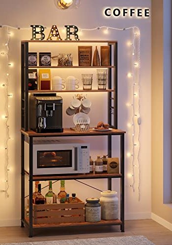 VASAGLE kkkenreol, m. 6 S-kroge og 6 hylder - brun spnplade og sort stl