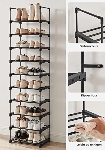 SONGMICS skohylde, m. 10 hylder - sort jern