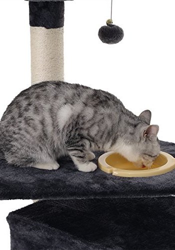 FEANDREA kradsetr, 6 niveauer, 1 platform, 1 hule, 1 pompon, 1 kurv, 1 hngekje - rggr plys