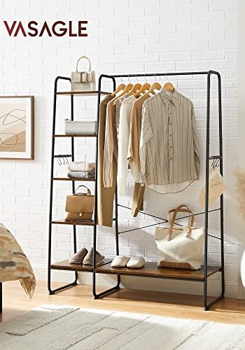 VASAGLE tjstativ, m. 6 S-kroge og 5 hylder - rustik brun spnplade og sort stl