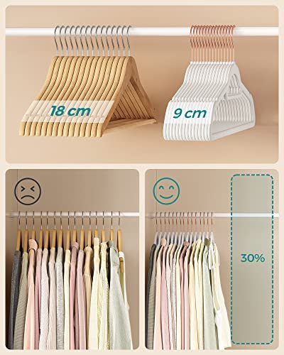 SONGMICS tjbjle, skridsikker, m. bindestang og roseguldkrog - hvid fljl stof (st med 50)