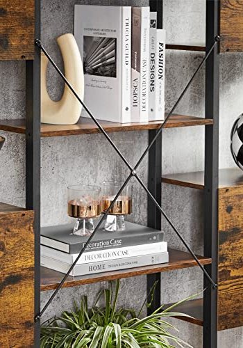 VASAGLE bogreol, m. 14 hylder - rustik brun spnplade og sort stl