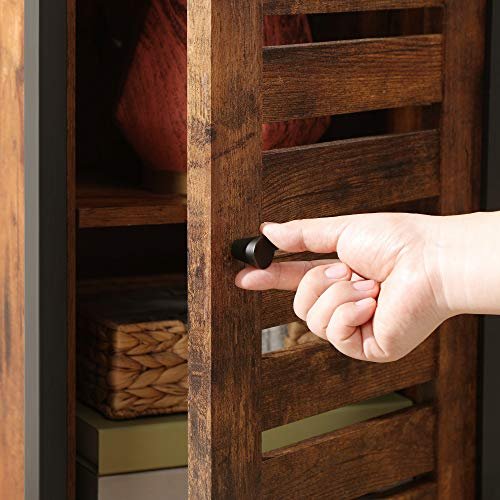 VASAGLE sidebord, m. 1 lamellge, 1 ben rum og 1 hylde - rustik brun spnplade og sort stl (37x30)