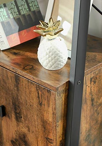 VASAGLE stigereol, m. 4 hylder og skab - rustik brun spnplade og sort stl