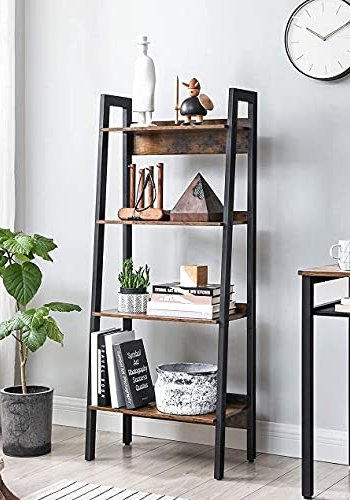 VASAGLE stigereol, m. 4 hylder - rustik brun spnplade og sort stl