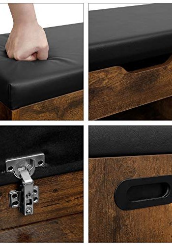 VASAGLE skoskab, m. hynde og 4 rum - sort stof og brun spnplade