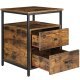 VASAGLE sengebord, m. 2 skuffer, kvadratisk - rustik brun spnplade og sort stl (45x45)