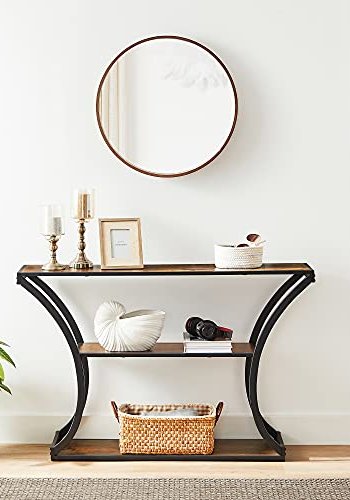 VASAGLE konsolbord, m. 2 hylder - rustik brun spnplade og sort stl (120x30)