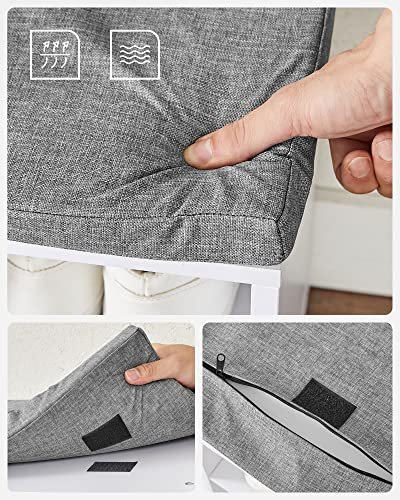 VASAGLE bnk, m. gr hynde og 15 rum til sko - hvid spnplade (105x30)