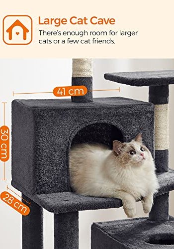 FEANDREA kradsetr, 6 niveauer, 1 stol, 2 huler, 2 pomponer, 1 hngekje - rggr plys