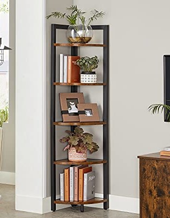 VASAGLE hjrnereol, m. 5 hylder - brun spnplade og sort stl