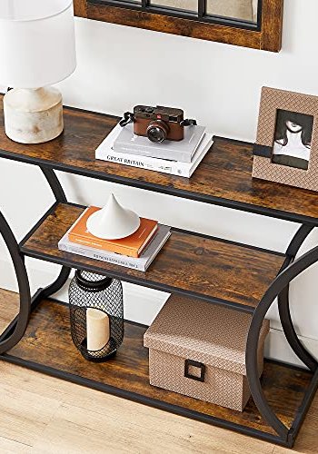 VASAGLE konsolbord, m. 2 hylder - rustik brun spnplade og sort stl (120x30)