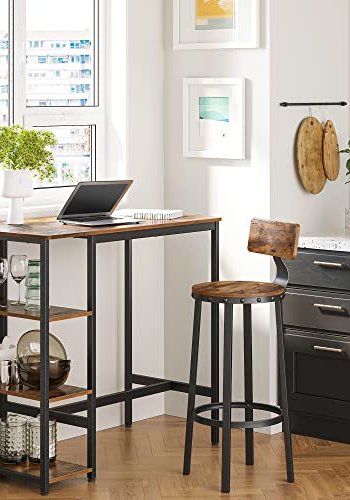 VASAGLE barbord, m. 3 hylder - rustik brun spnplade og sort stl (109x60)