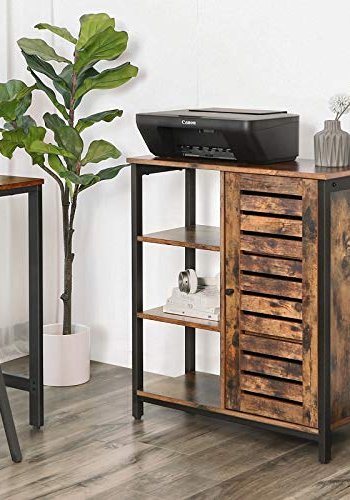 VASAGLE skab, m. 1 lamellge og 4 hylder - rustik brun spnplade og sort stl