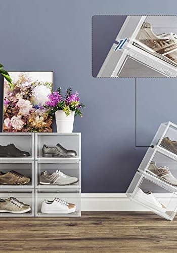 SONGMICS skoske, stabelbar, til UK strrelse 11 - klar plast (st med 3)