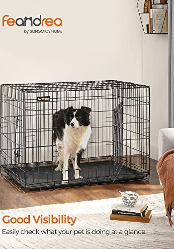 FEANDREA hundekasse, foldbar, m. hndtag og 2 lger - sort jern