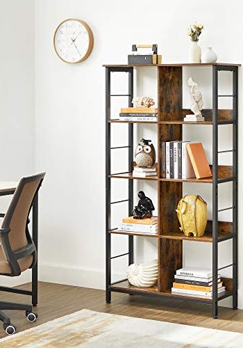 VASAGLE bogreol, m. 4 hylder - rustik brun spnplade og sort stl