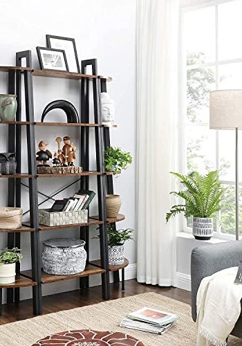 VASAGLE hjrnereol, m. 5 hylder - brun spnplade og sort stl