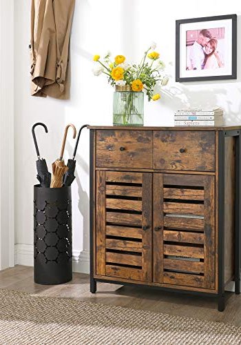 VASAGLE skab, m. 2 lamellger, 1 skuffe og 1 hylde - rustik brun spnplade og sort stl