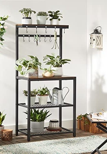 VASAGLE kkkenreol, m. 12 kroge og 4 hylder - rustik brun spnplade og sort stl