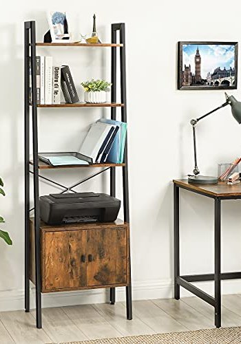 VASAGLE stigereol, m. 4 hylder og skab - rustik brun spnplade og sort stl