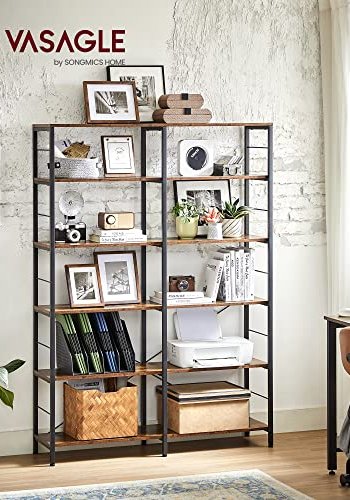 VASAGLE bogreol, m. 5 hylder - rustik brun spnplade og sort stl