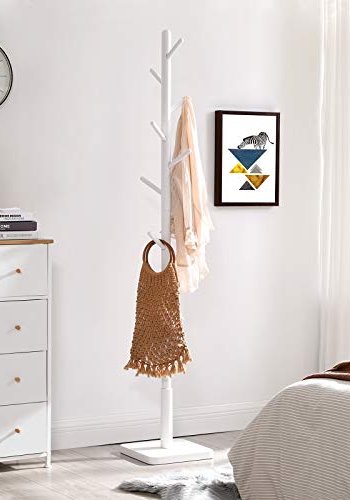 VASAGLE stumtjener, m. 8 knager - hvid gummitr og MDF