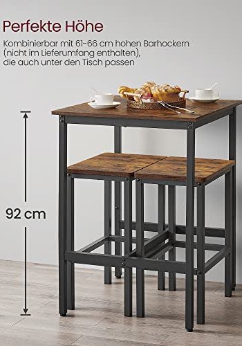 VASAGLE barbord, kvadratisk - brun spnplade og sort stl (60x60)