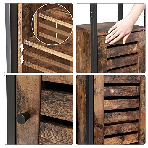 VASAGLE skab, m. 1 lamellge og 5 hylder - rustik brun spnplade og sort stl