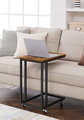 VASAGLE sidebord, m. hjul - rustik brun spnplade og sort stl (50x35)