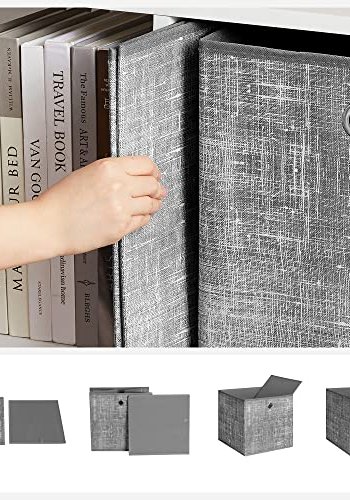 SONGMICS opbevaringsboks, foldbar - gr stof og pap (st med 6)