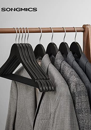 SONGMICS tjbjle, skulderhak, skridsikker buksestang, 360° drejekrog - sort ahorntr (st med 10)