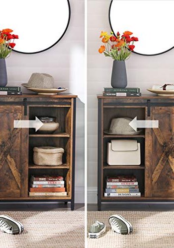 VASAGLE sknk, m. 1 skydelge og 2 justerbare hylder - rustik brun spnplade og sort stl