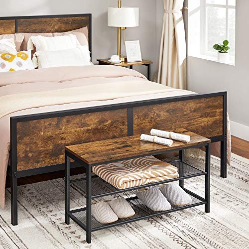 VASAGLE skohylde, m. 2 mesh-hylder - brun spnplade og sort stl