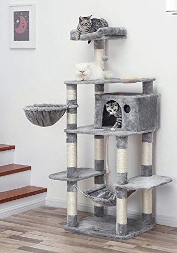 FEANDREA kradsetr, 7 niveauer, 1 platform, 1 hule, 1 pompon, 1 kurv, 1 hngekje - lysegr plys