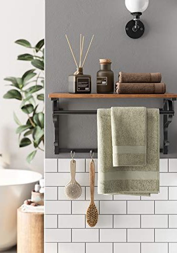 VASAGLE hattehylde, m. 5 knager og 1 bjlestang - brun spnplade og sort stl