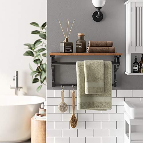 VASAGLE hattehylde, m. 5 knager og 1 bjlestang - brun spnplade og sort stl