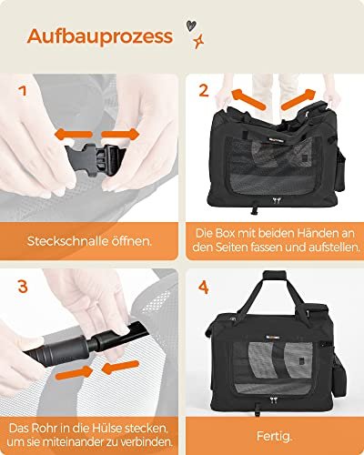 FEANDREA hundekasse, foldbar, m. hndtag - mesh og sort stof