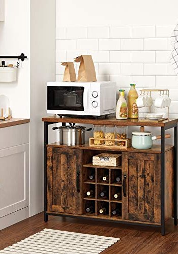 VASAGLE sknk, m. 1 bent rum, 2 lger, 9 rum til vin - rustik brun spnplade og sort stl