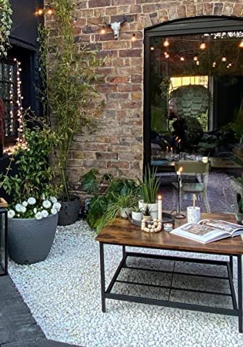 VASAGLE sofabord, m. 1 hylde, kvadratisk - rustik brun spnplade og sort stl (80x80)