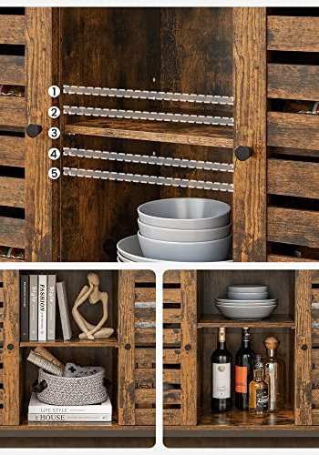 VASAGLE skab, m. 2 lamellger, 1 bent rum og 2 hylder - rustik brun spnplade og sort stl