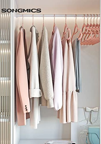 SONGMICS tjbjle, skridsikker, m. bindestang og roseguld krog - lyserd fljl (st med 30)