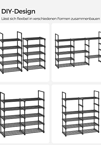SONGMICS skohylde, m. 10 hylder - sort jern