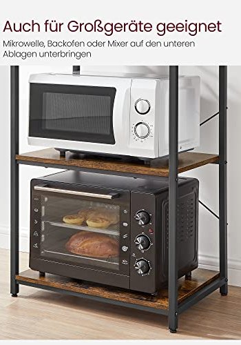 VASAGLE kkkenreol, m. 6 kroge og 6 hylder - rustik brun spnplade og sort stl