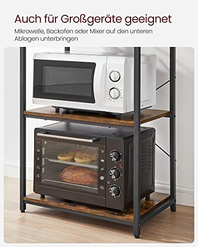 VASAGLE kkkenreol, m. 6 kroge og 6 hylder - rustik brun spnplade og sort stl